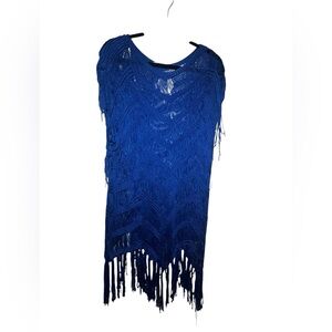 Dasayo Royal Blue Fringe Knit Top